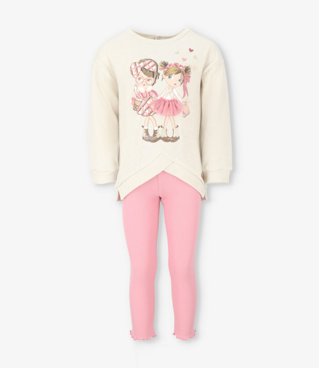 Conjunto niña con estampado 2 años / Coral