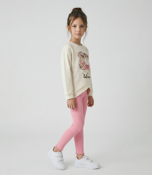 Conjunto niña con estampado 2 años / Coral