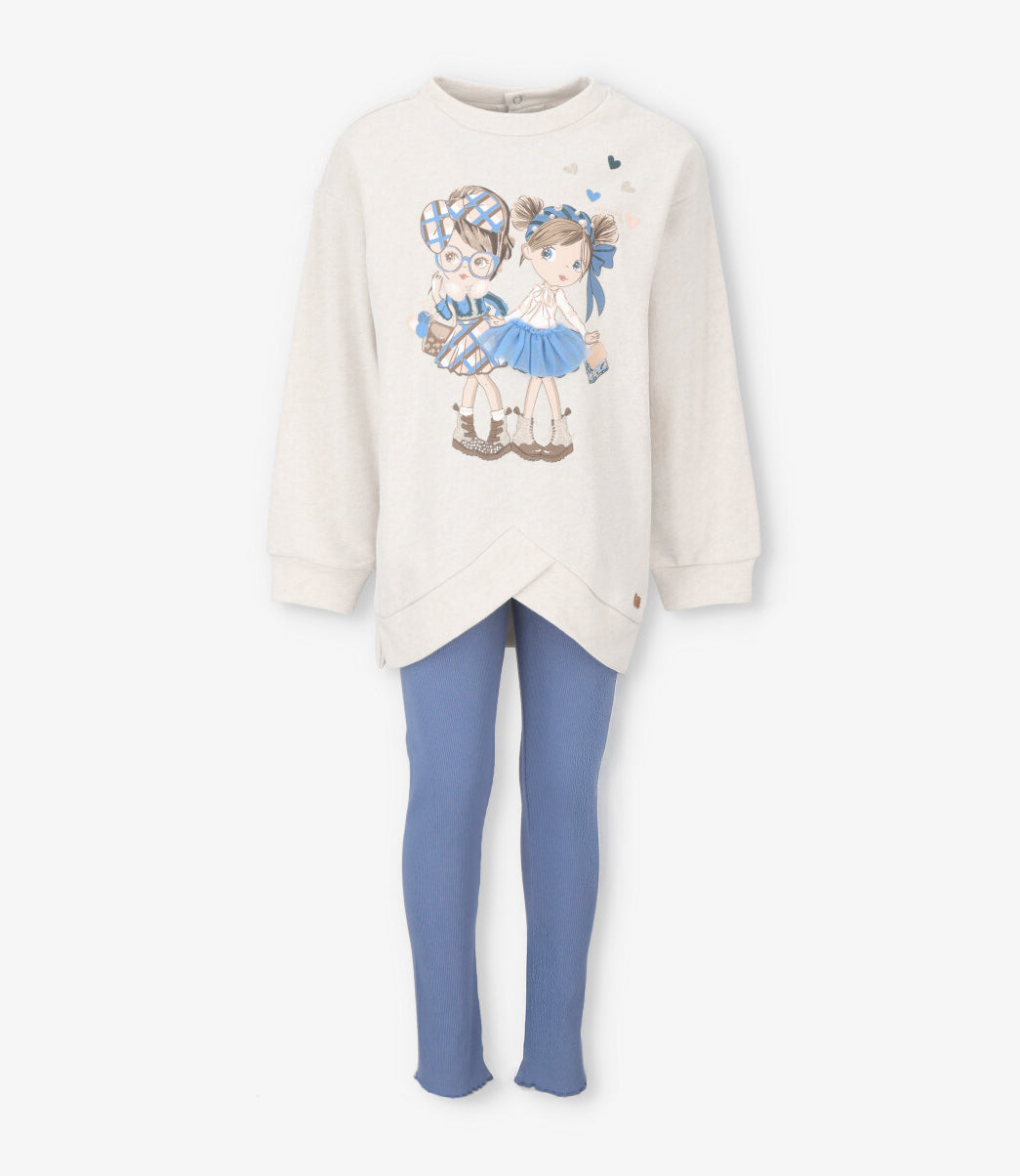 Conjunto niña con estampado 2 años / Azul Marino