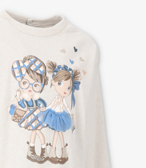 Conjunto niña con estampado 2 años / Azul Marino