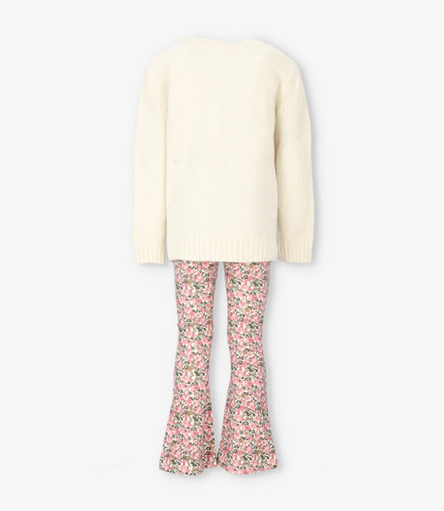 Conjunto niña con flores 2 años / Crudo