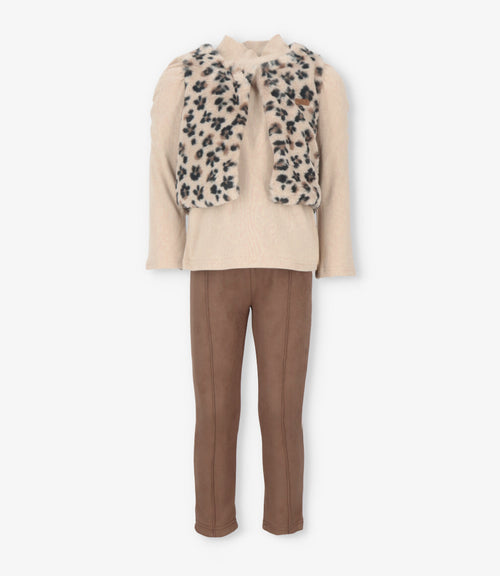 Conjunto niña animal print 2 años / Beige