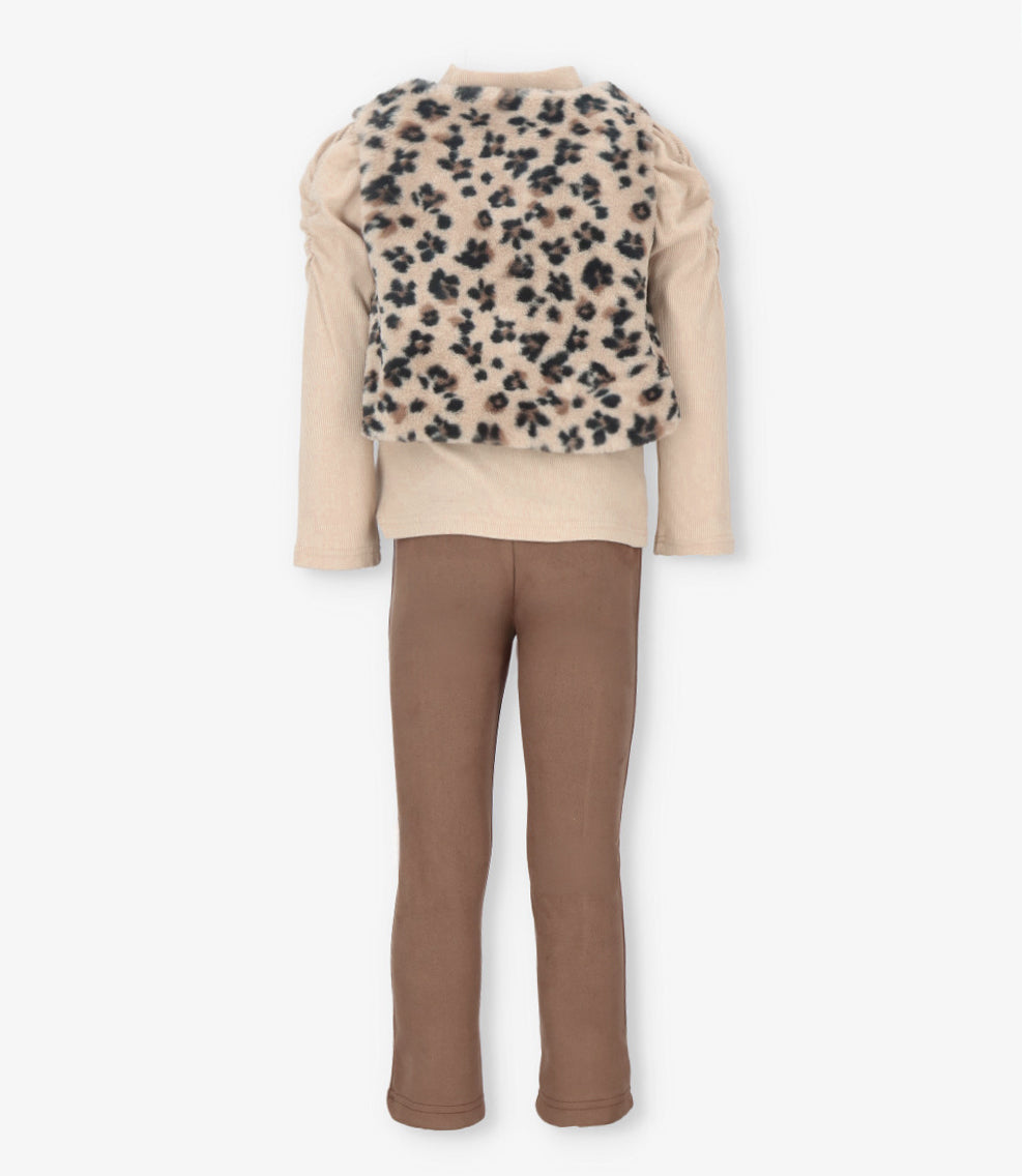 Conjunto niña animal print 2 años / Beige