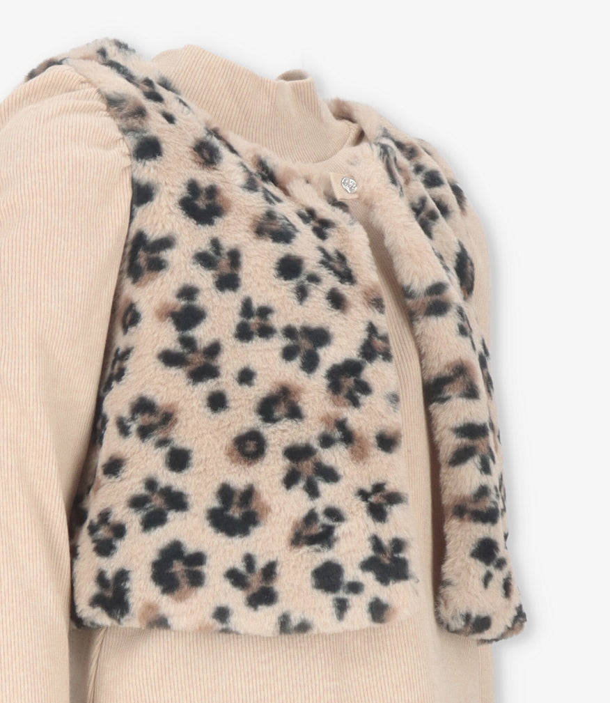 Conjunto niña animal print 2 años / Beige