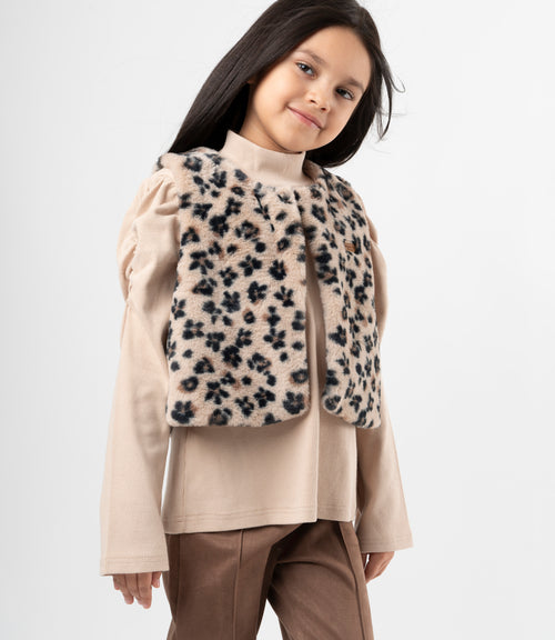 Conjunto niña animal print 2 años / Beige