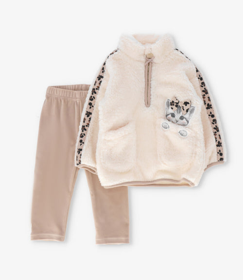 Conjunto niña con gato 2 años / Crudo