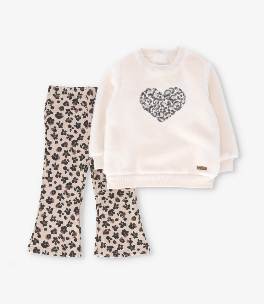 Conjunto niña animal print 2 años / Crudo