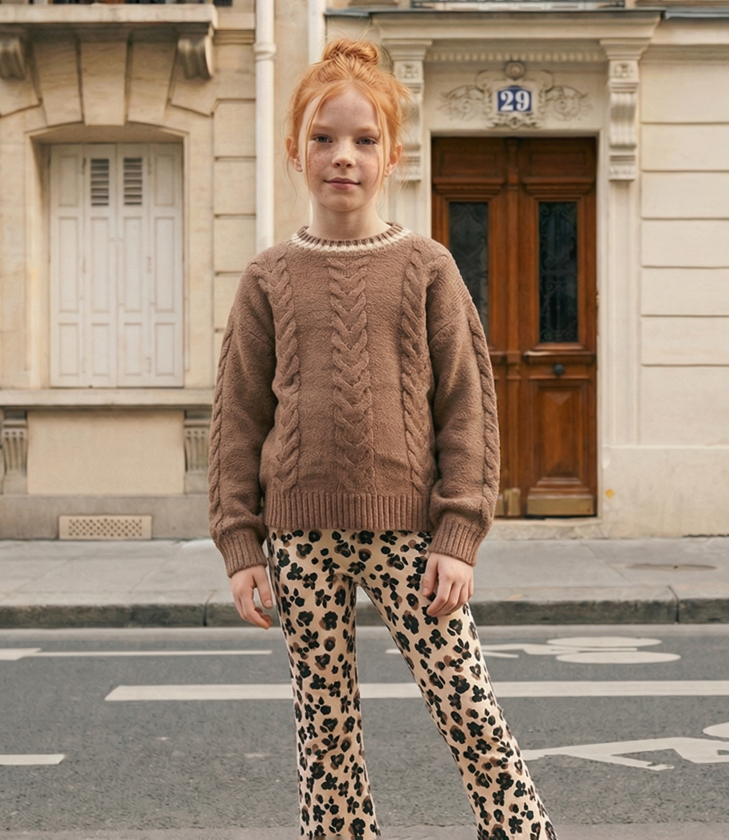 Conjunto niña animal print 2 años / Café