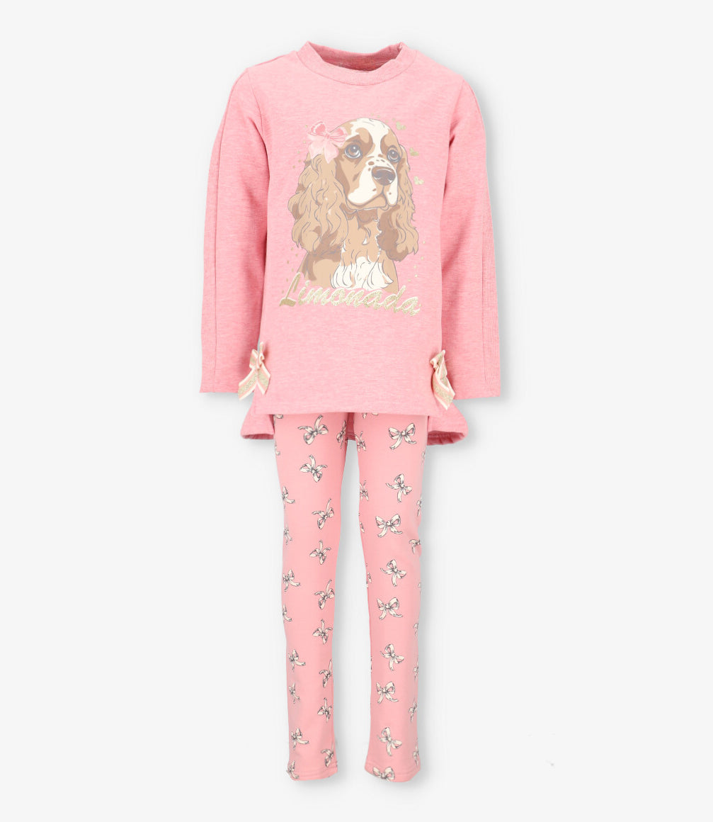 Conjunto niña con perro 2 años / Palo Rosa
