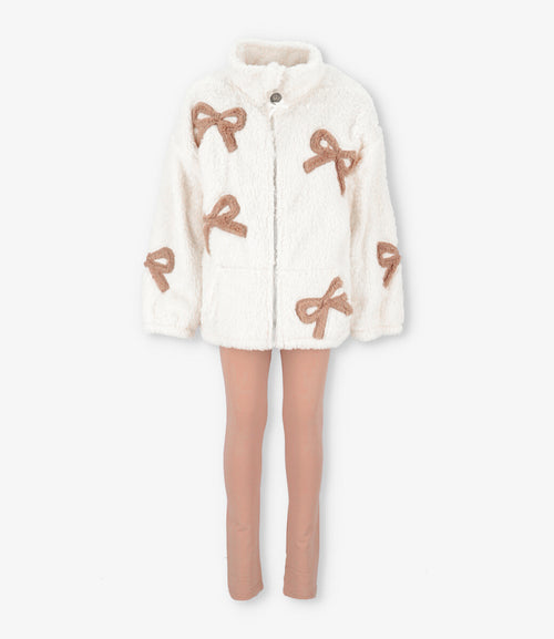 Conjunto niña con lazos 2 años / Crudo