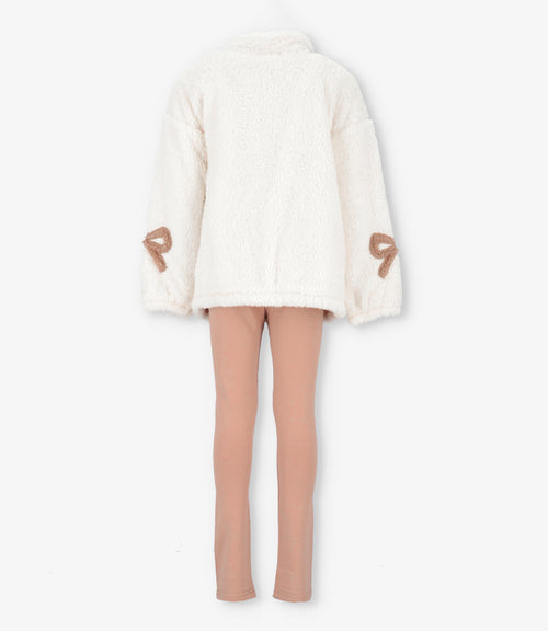 Conjunto niña con lazos 2 años / Crudo