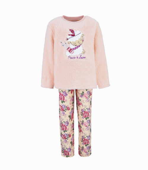 Pijama Niña Con Oveja Y Flores