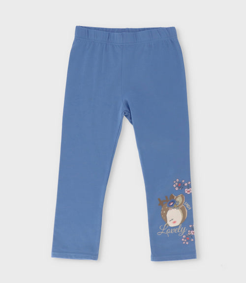 Calza niña con ciervo 2 años / Celeste