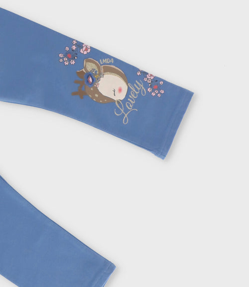 Calza niña con ciervo 2 años / Celeste