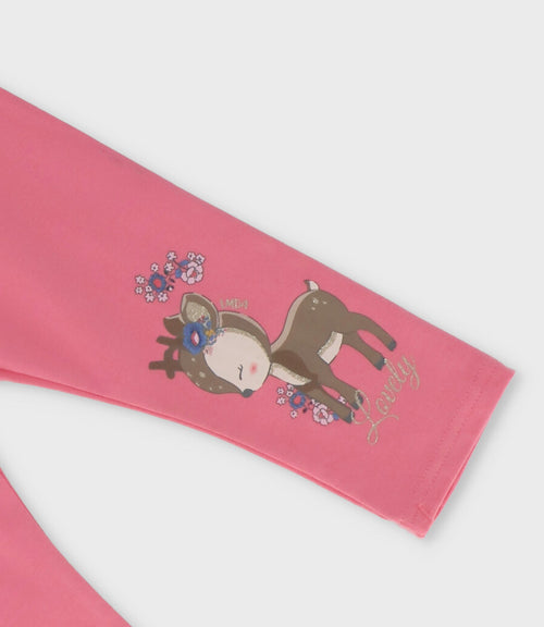 Calza niña con ciervo 2 años / Coral