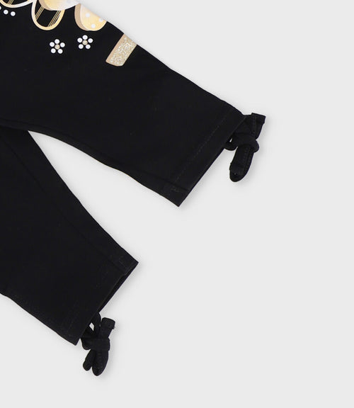 Calza niña con estampado 2 años / Negro