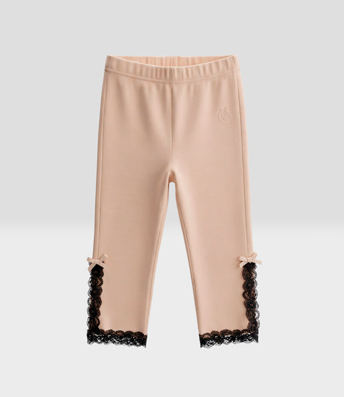 Calzas niña con encaje 2 años / Beige
