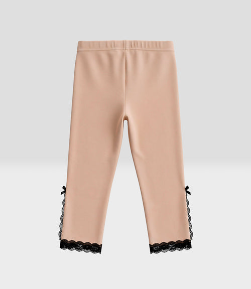 Calzas niña con encaje 2 años / Beige
