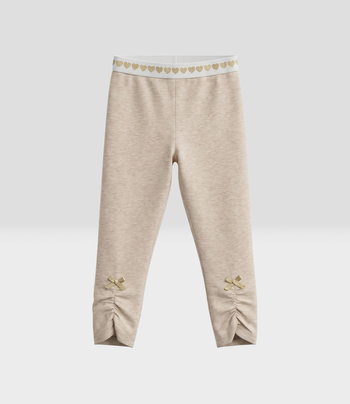 Calza niña corazones dorados 2 años / Beige