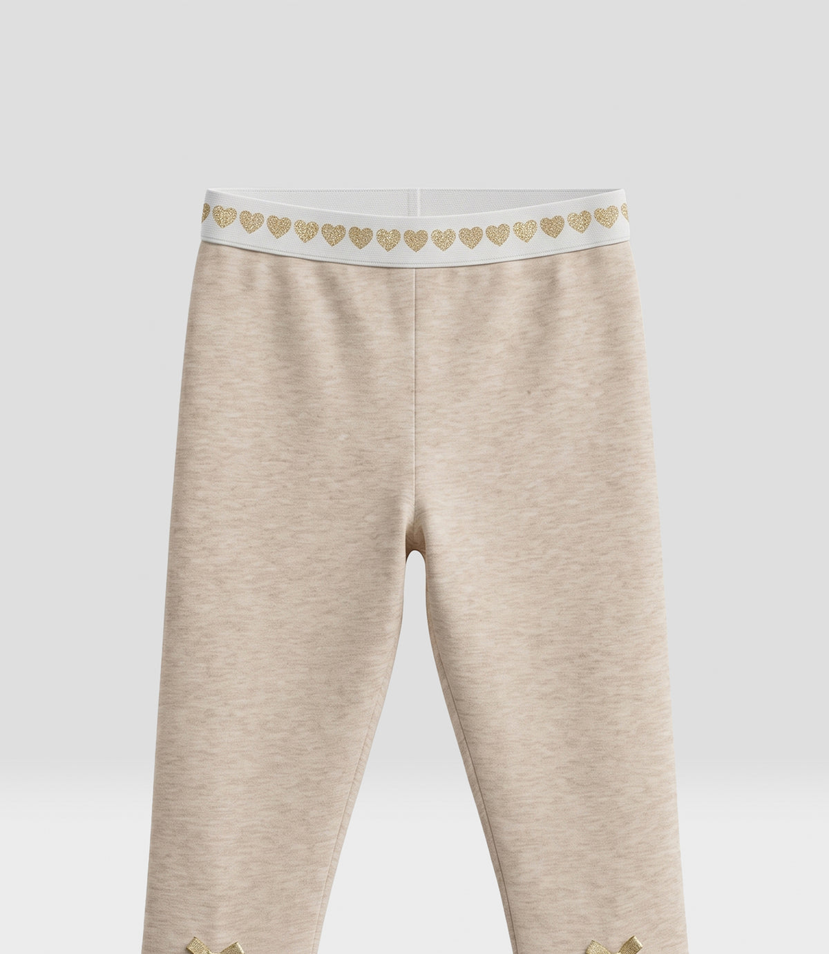 Calza niña corazones dorados 2 años / Beige