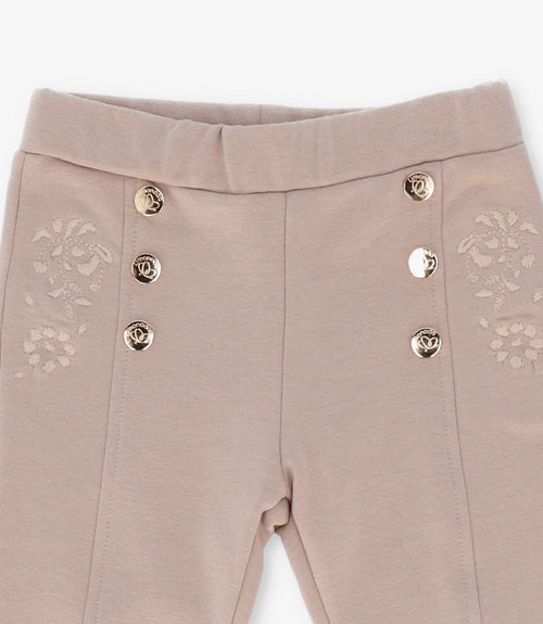 Calza niña con flores y botones 2 años / Beige