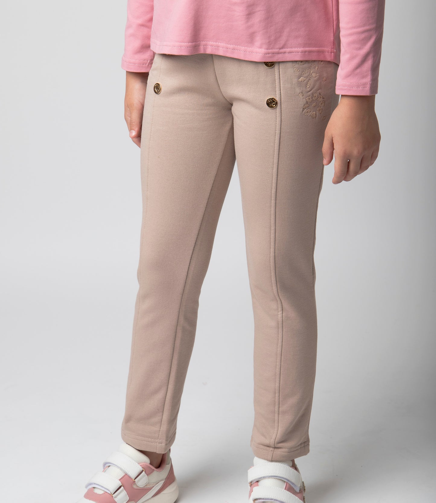 Calza niña con flores y botones