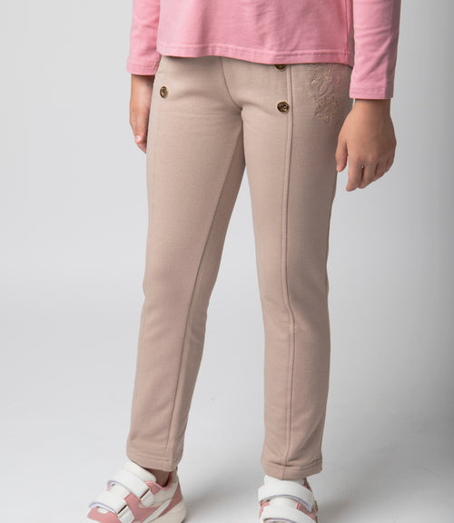 Calza niña con flores y botones