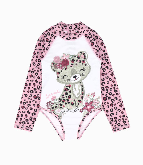 Traje de baño Niña animal print 2 años / Palo Rosa