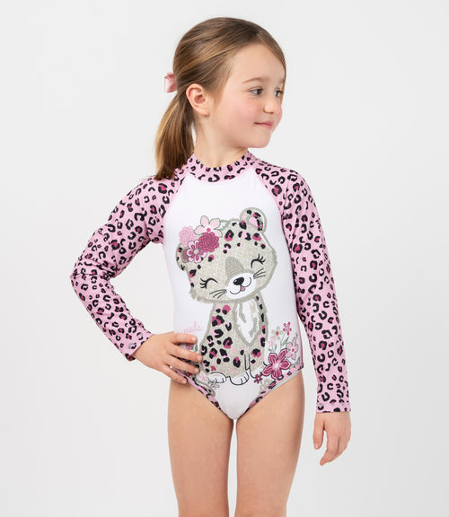 Traje de baño Niña animal print 2 años / Palo Rosa