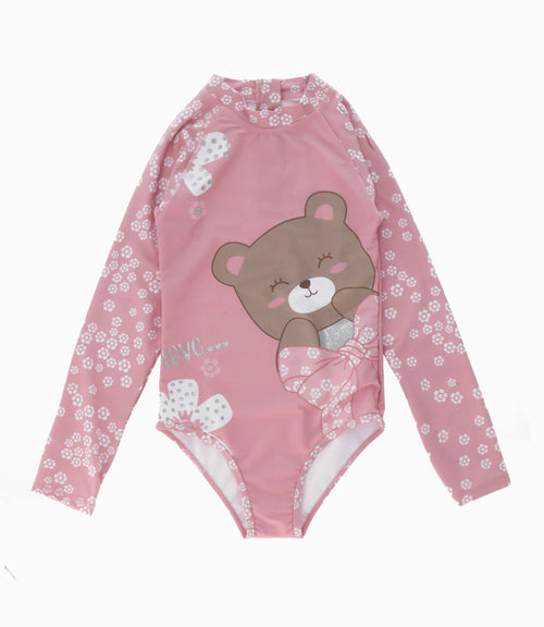 Traje de baño niña con osito 2 años / Rosado