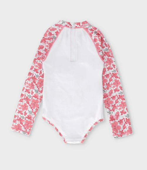 Traje de baño niña con flores 2 años / Coral