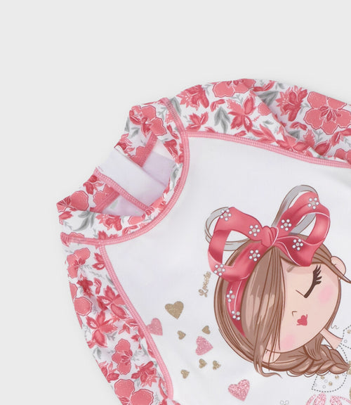 Traje de baño niña con flores 2 años / Coral