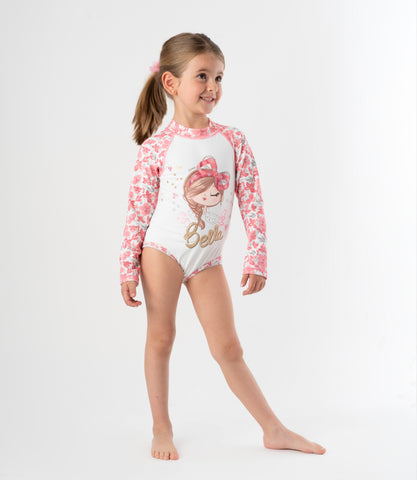 Traje de baño niña con flores
