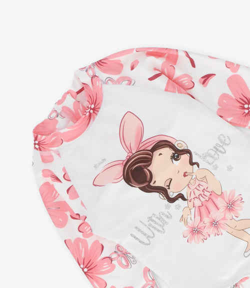 Traje de baño niña floreado con estampado 2 años / Rosado