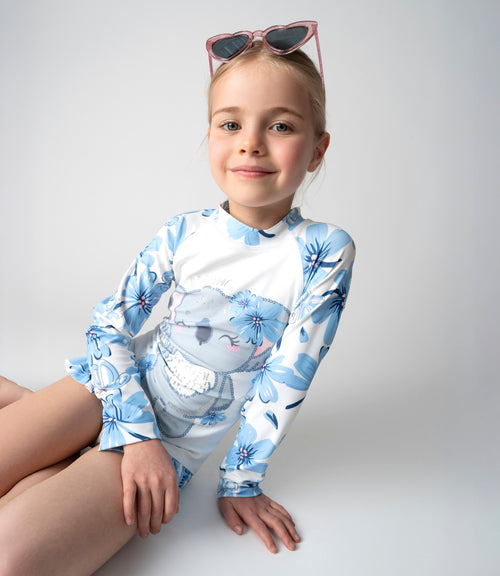 Traje de baño niña floreado con koala