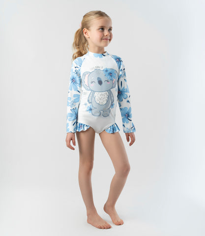 Traje de baño niña floreado con koala