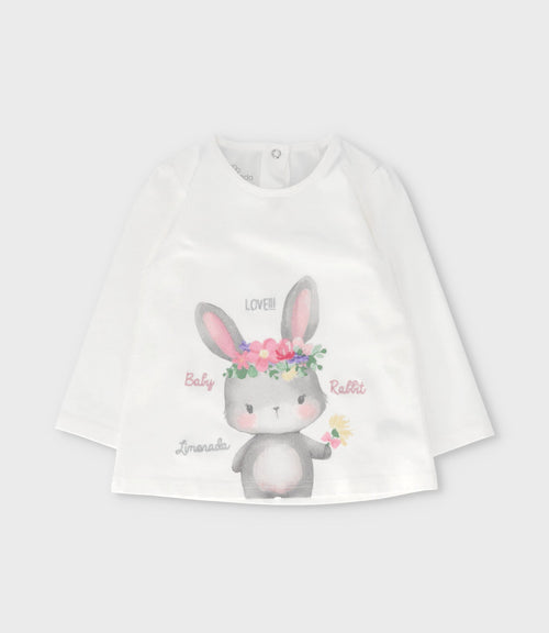 Polera bebé estampado de conejo 3 meses / Blanco