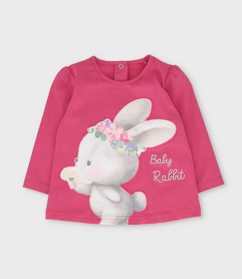 Polera bebé estampado de conejo 3 meses / Burdeo