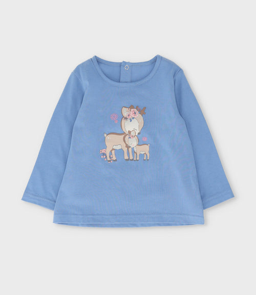 Polera bebé con ciervo 3 meses / Celeste