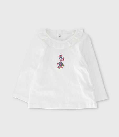 Polera bebé flores bordadas 3 meses / Blanco