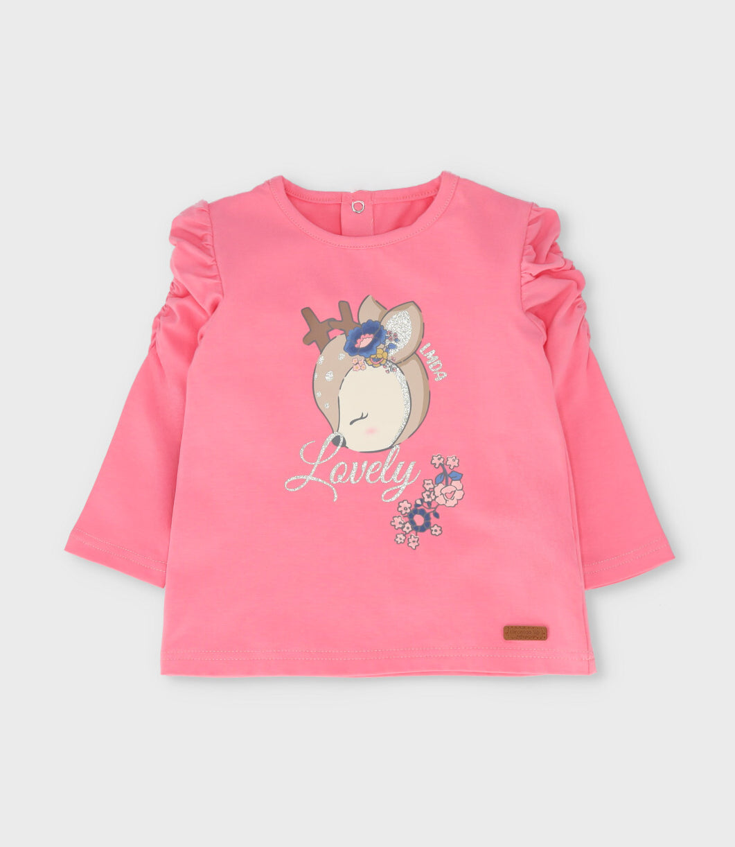 Polera bebé con ciervo 3 meses / Coral