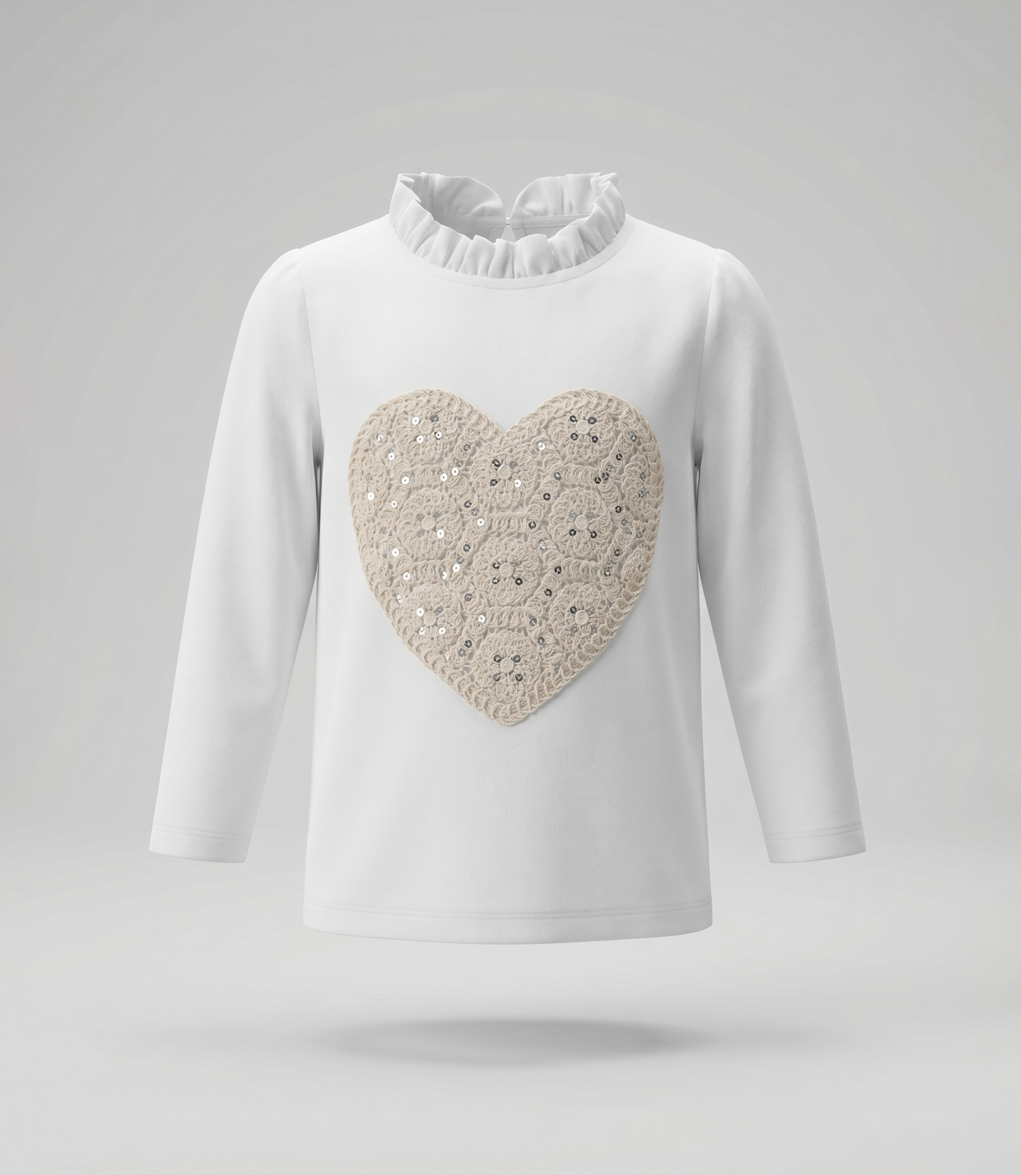 Polera bebé con corazón en macramé 3 meses / Crudo