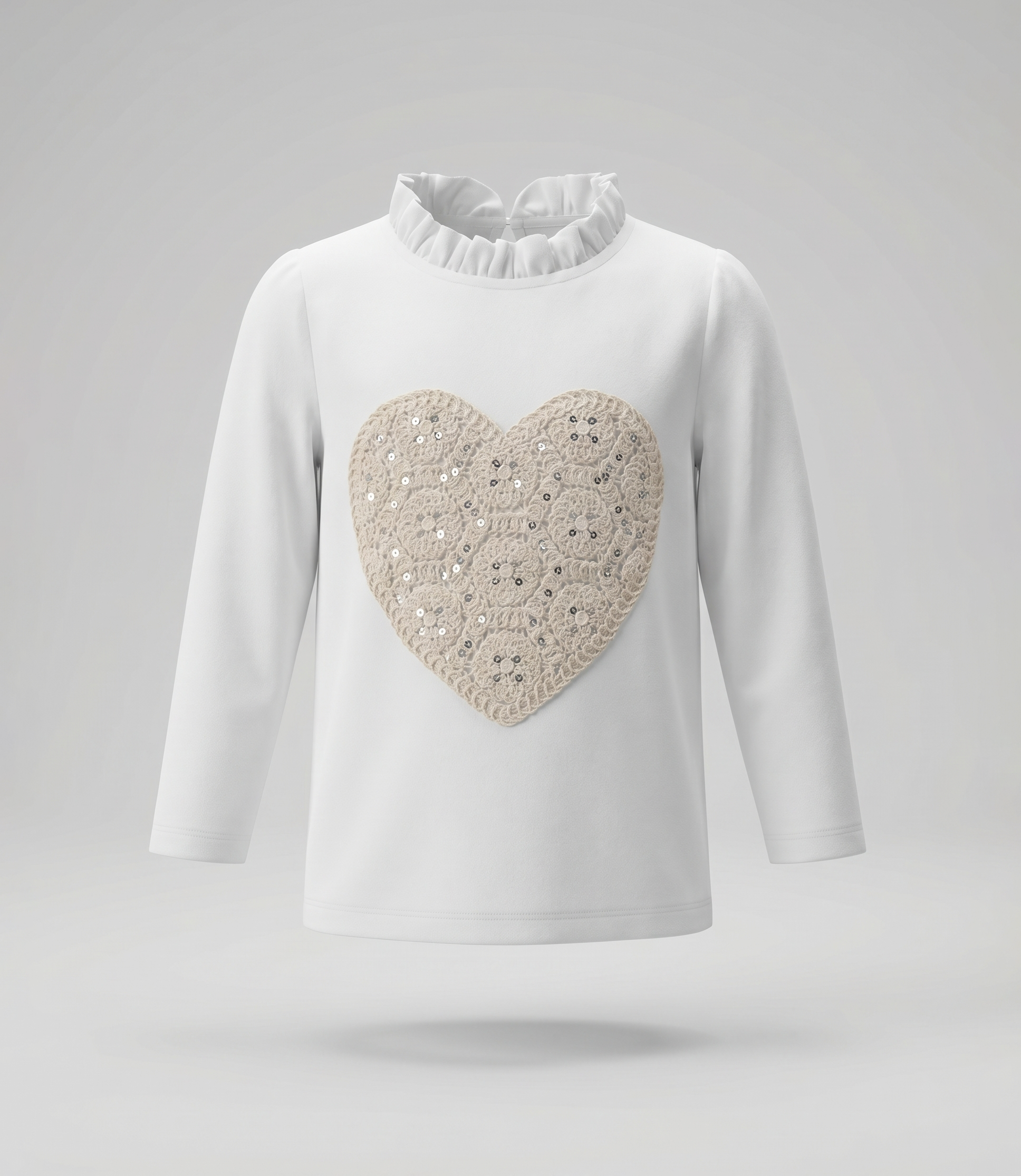 Polera bebé con corazón en macramé 3 meses / Crudo