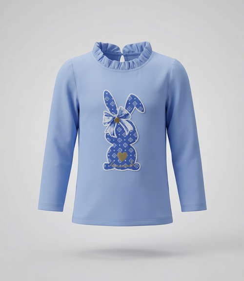Polera bebé con conejo 3 meses / Celeste