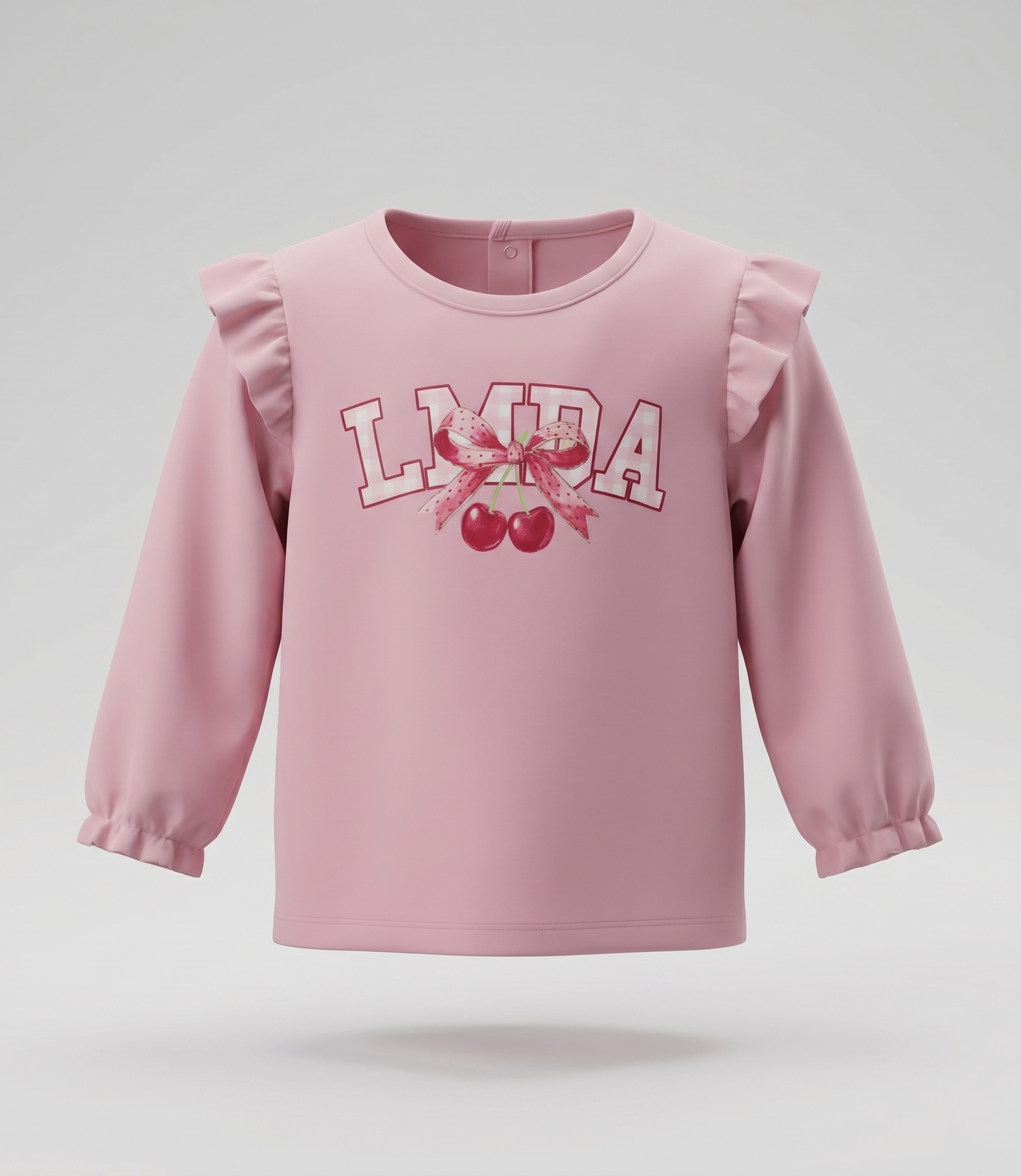 Polera bebé con cherry y vuelos 3 meses / Rosado