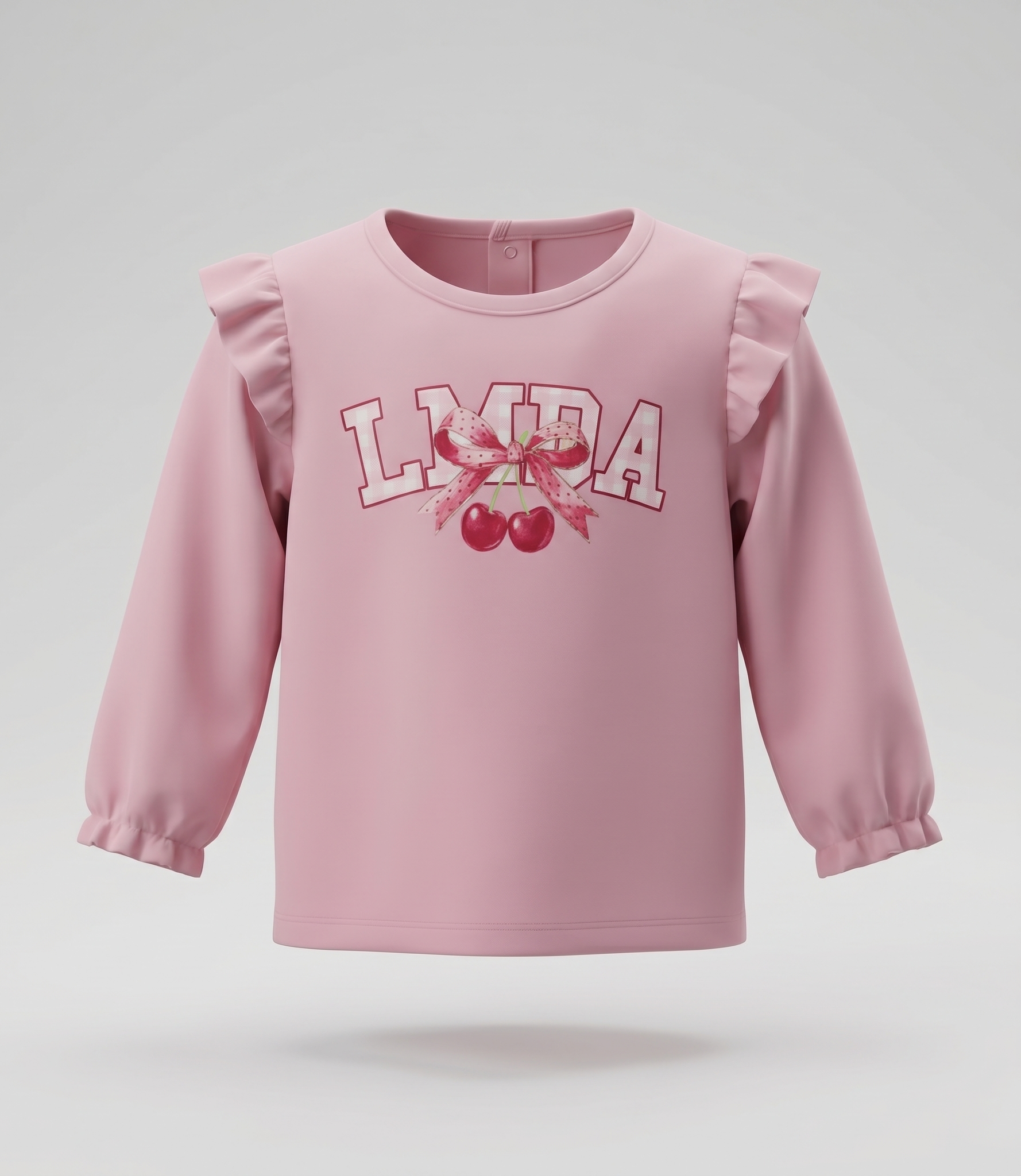 Polera bebé con cherry y vuelos 3 meses / Rosado