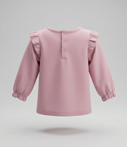 Polera bebé con cherry y vuelos 3 meses / Rosado