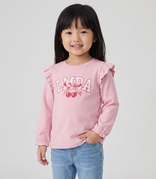 Polera bebé con cherry y vuelos 3 meses / Rosado