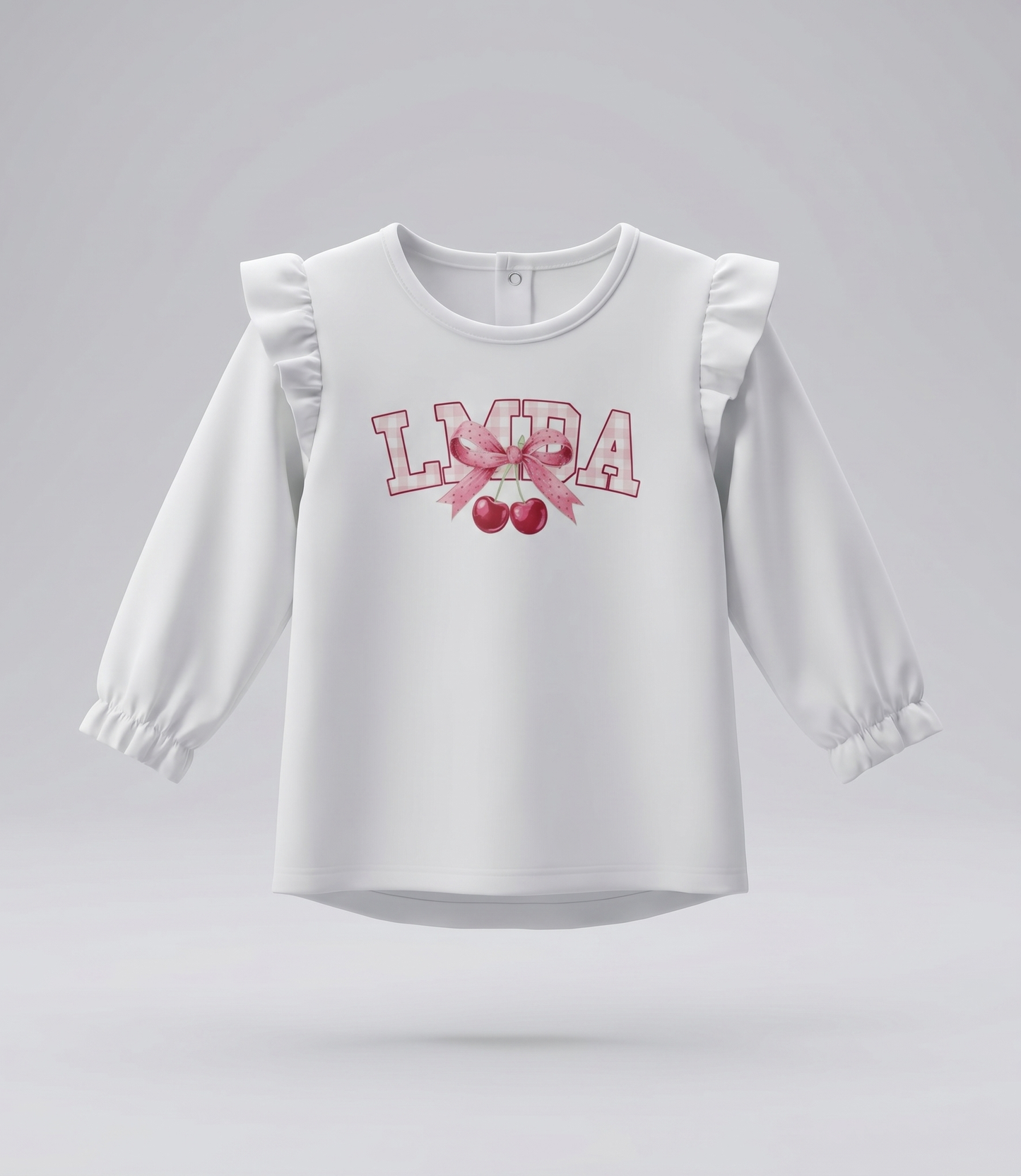 Polera bebé con cherry y vuelos 3 meses / Crudo