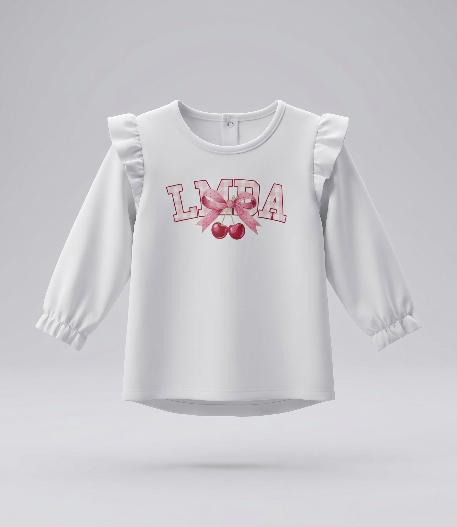 Polera bebé con cherry y vuelos 3 meses / Crudo